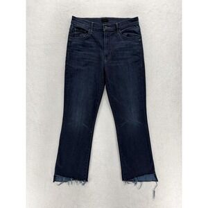 Mother The Insider Crop Step Fray Jeans Womens 32 Blue Night Tripper Wash Denim